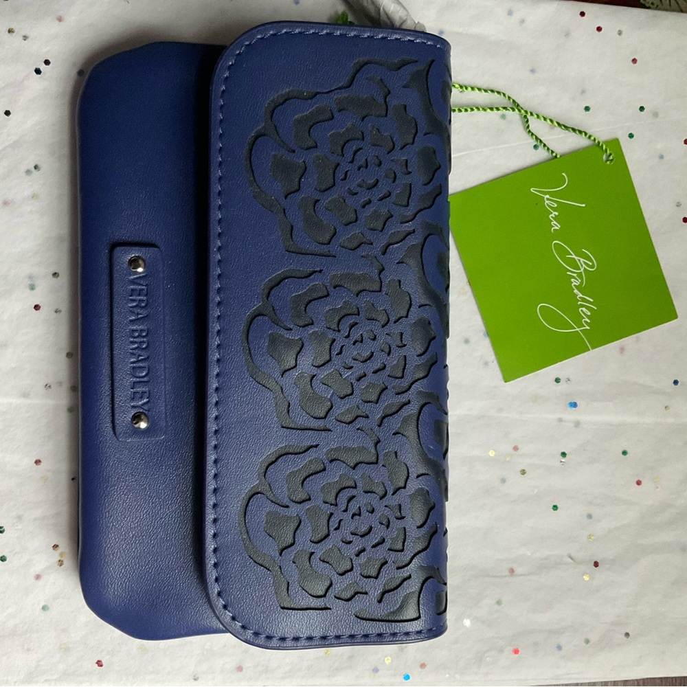 Vera Bradley Navy Katalina Lace Laser-Cut Women's Snap and Zip case